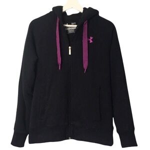 Under Armour Semi-Fitted Black with Purple Logo Hoodie Sweater S/P